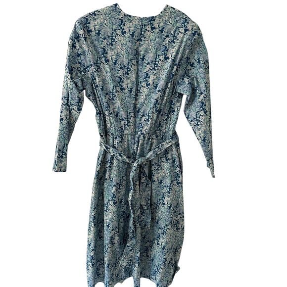 J. Jill Vintage 90's Blue Floral High Neck Belted Cottagecore Maxi Dress Size 20 - Picture 2 of 7